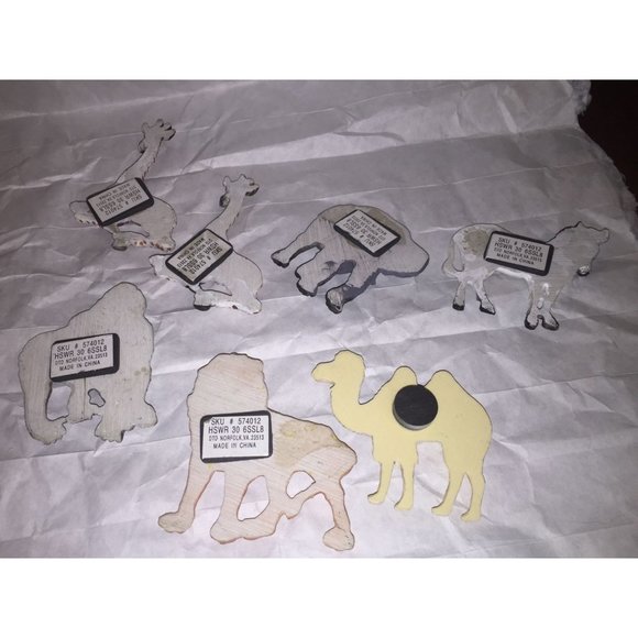 Set of 7 Vintage Zoo/Wild Animal Magnets- Giraffes, Elephant, Gorilla/Ape, Camel - Picture 7 of 10